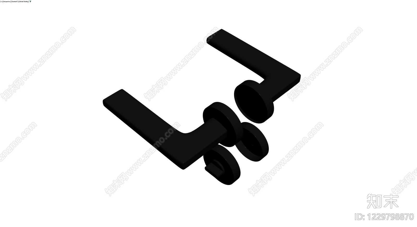 黑色双头门把手3D模型下载【ID:1229798870】