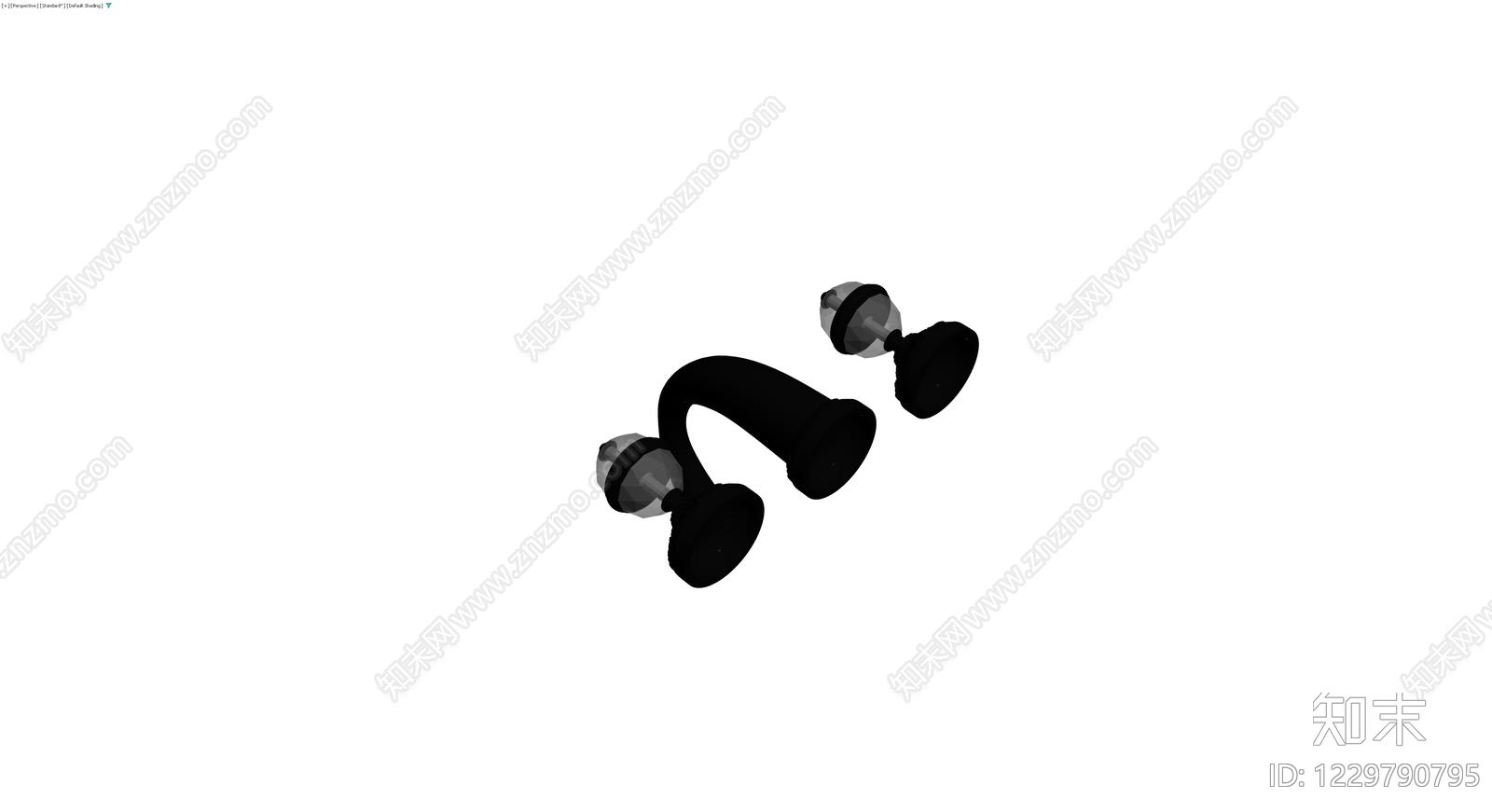 黑色复古门把手组件3D模型下载【ID:1229790795】