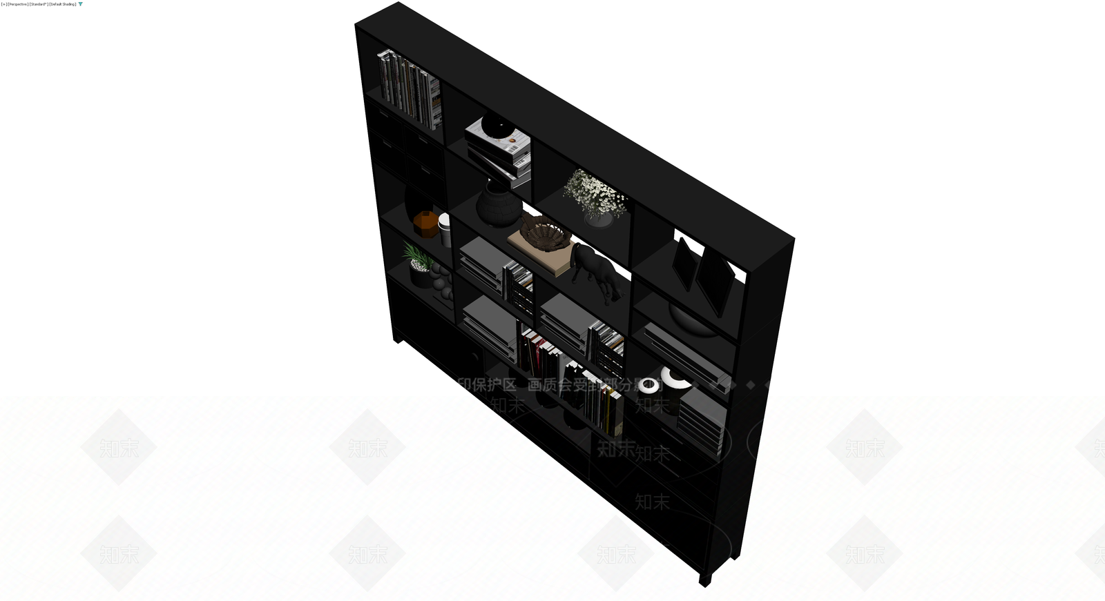 黑色组合置物架带摆件3D模型下载【ID:1230600126】
