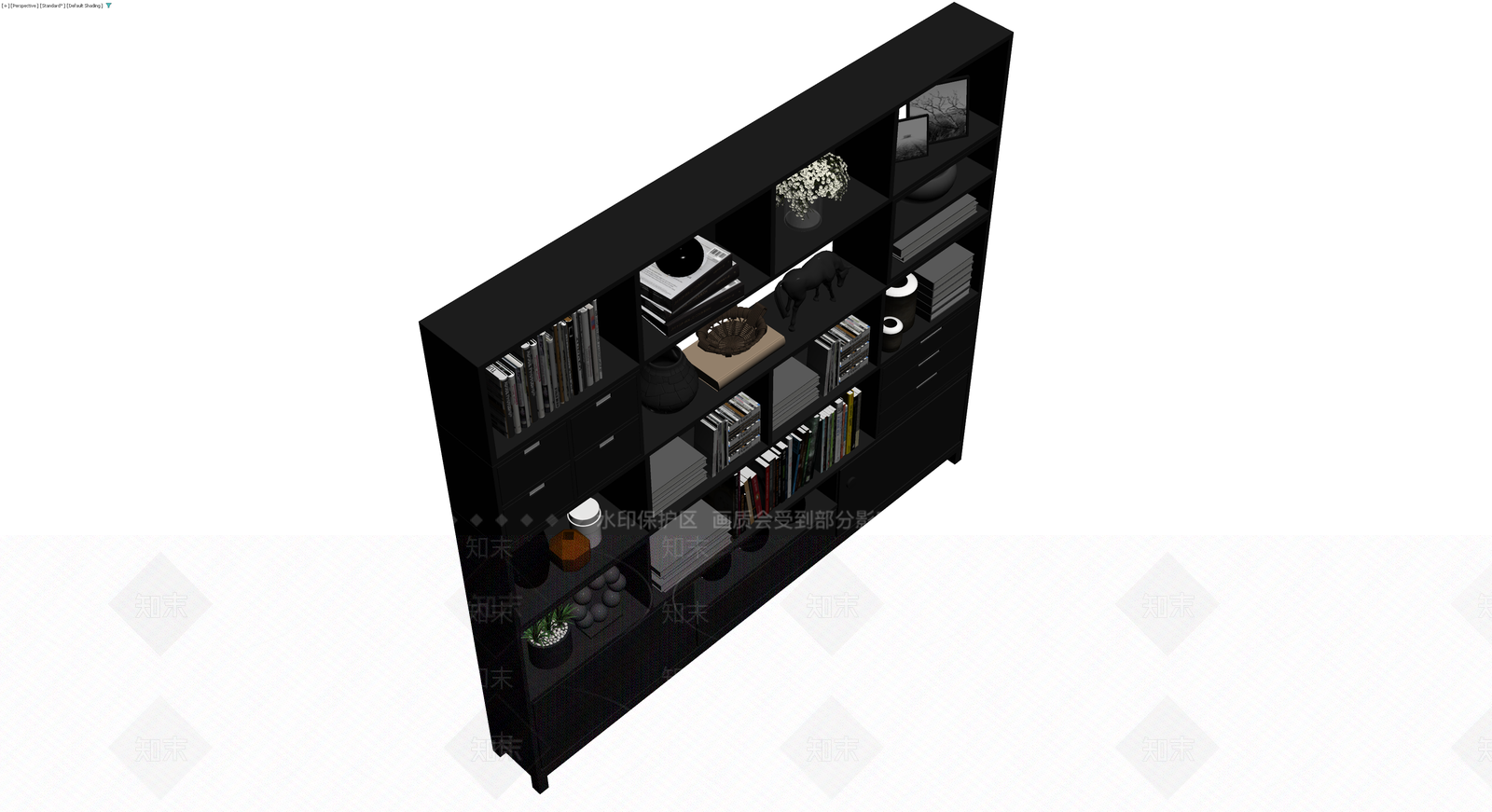 黑色组合置物架带摆件3D模型下载【ID:1230600126】