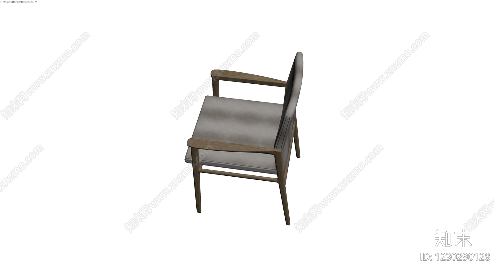 木质框架灰色软包扶手椅3D模型下载【ID:1230290128】