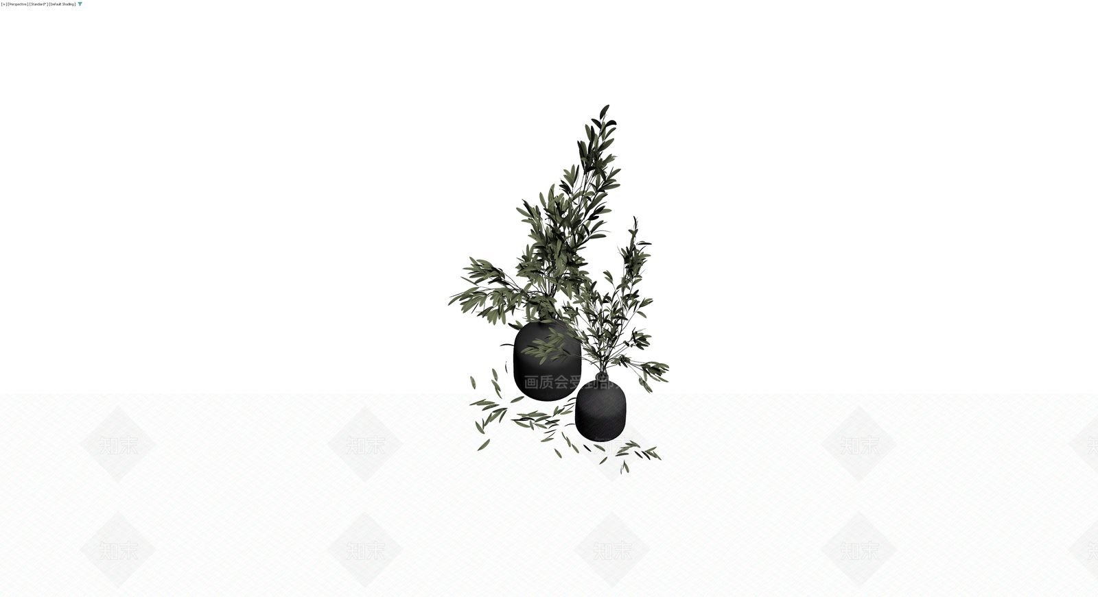 黑色花瓶配橄榄枝3D模型下载【ID:1229639037】