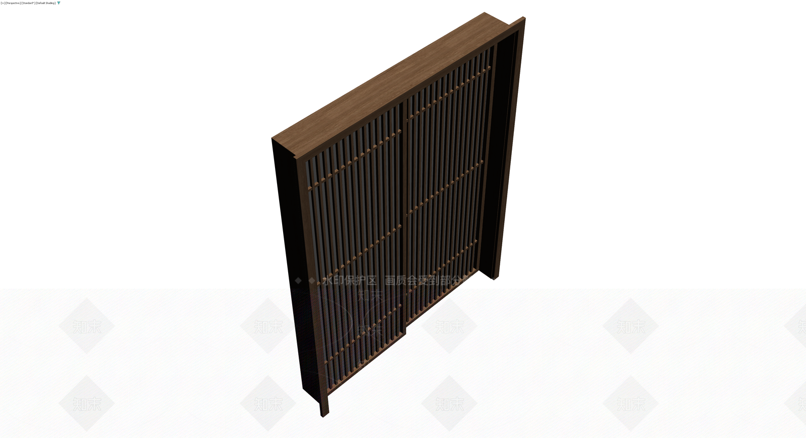 深色木纹双扇格栅屏风3D模型下载【ID:1230792578】