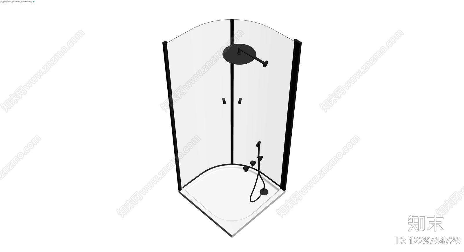 黑色弧形淋浴房整体3D模型下载【ID:1229764726】