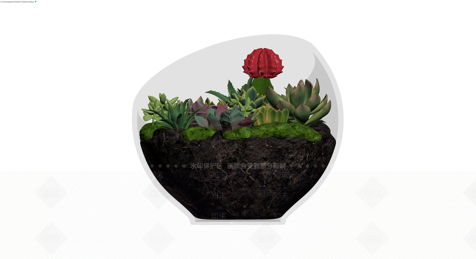 多肉植物玻璃景观盆栽3D模型下载【ID:1230086487】
