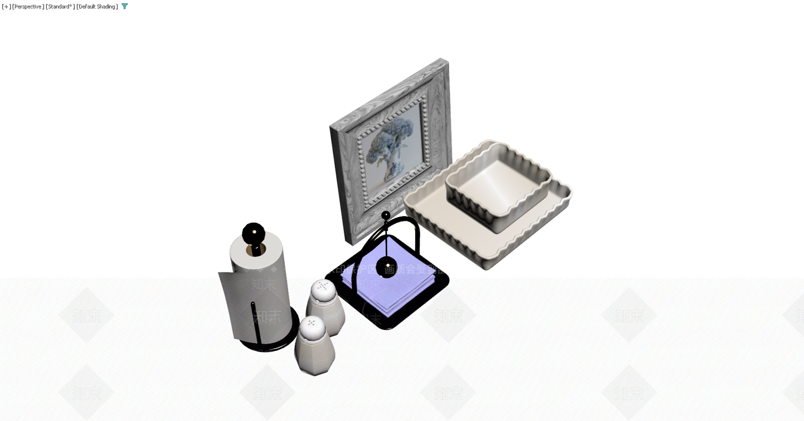 厨房桌面用品组合3D模型下载【ID:1229585227】