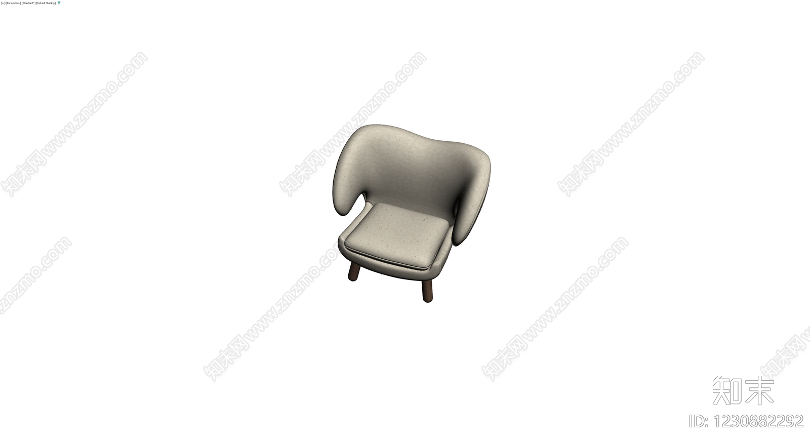 米色布艺单人沙发3D模型下载【ID:1230882292】