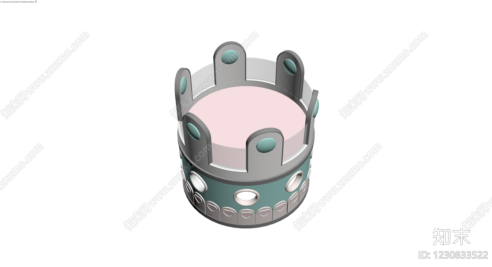 双层装饰性皇冠/城堡塔楼3D模型下载【ID:1230833522】