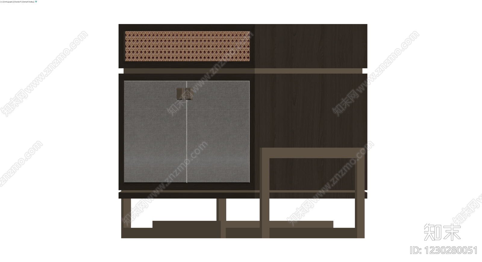 深色木纹藤编储物柜3D模型下载【ID:1230280051】