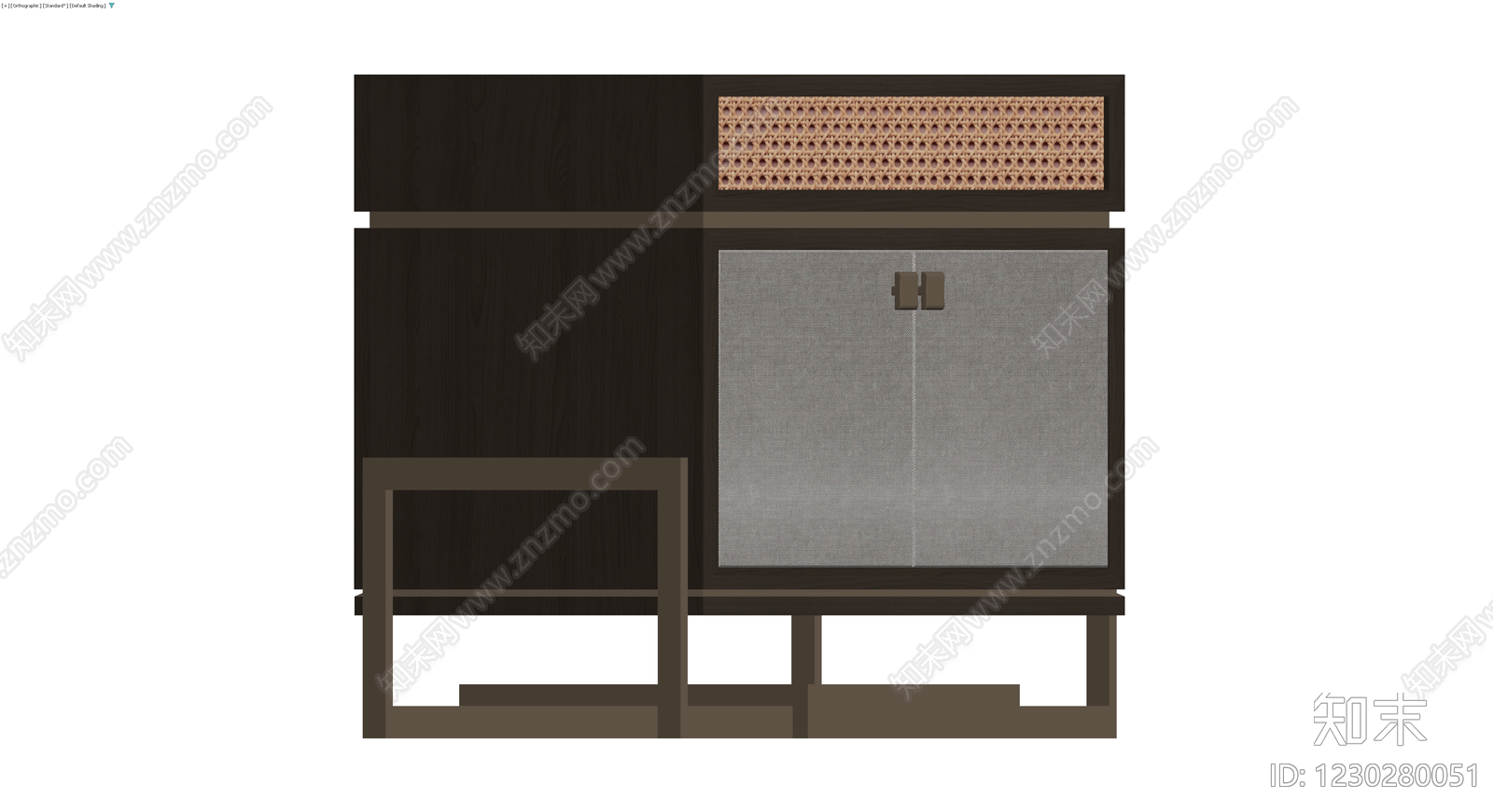 深色木纹藤编储物柜3D模型下载【ID:1230280051】