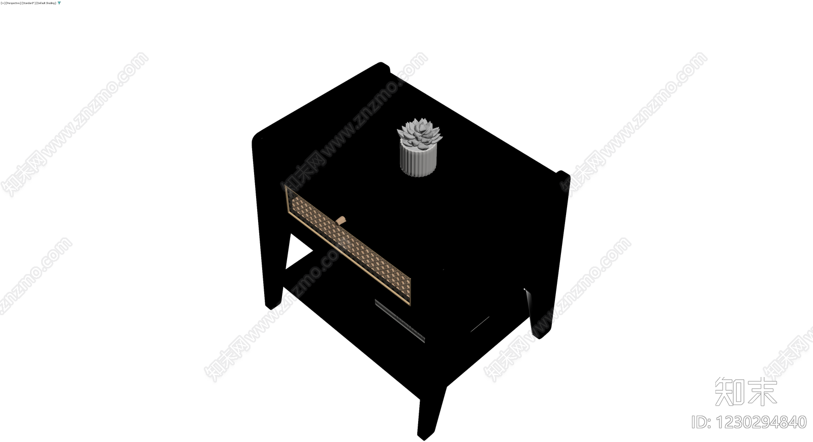 黑色边几带藤编抽屉3D模型下载【ID:1230294840】