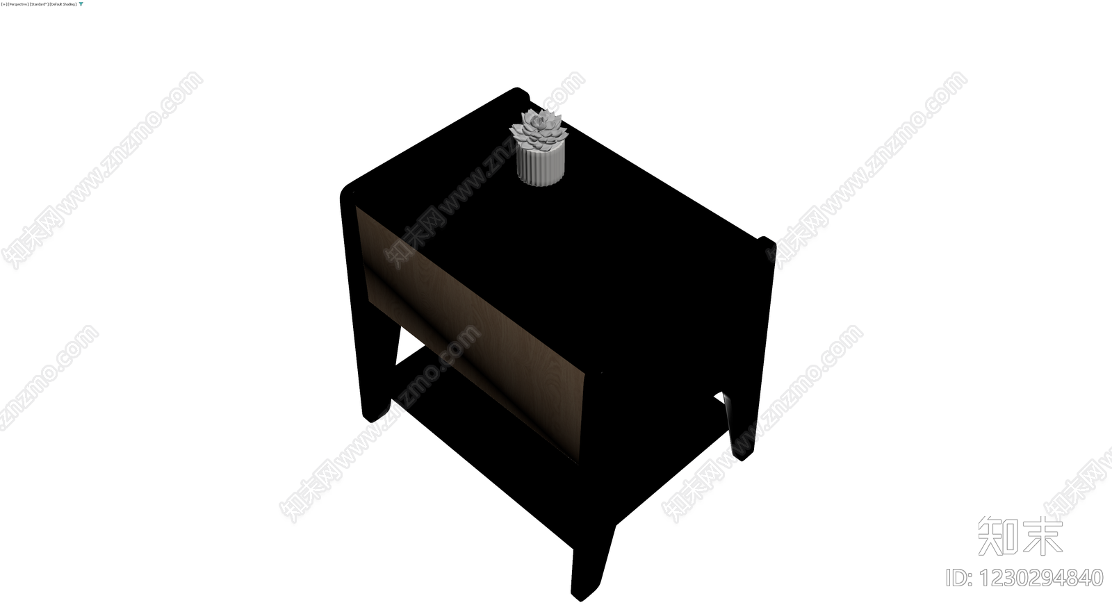 黑色边几带藤编抽屉3D模型下载【ID:1230294840】