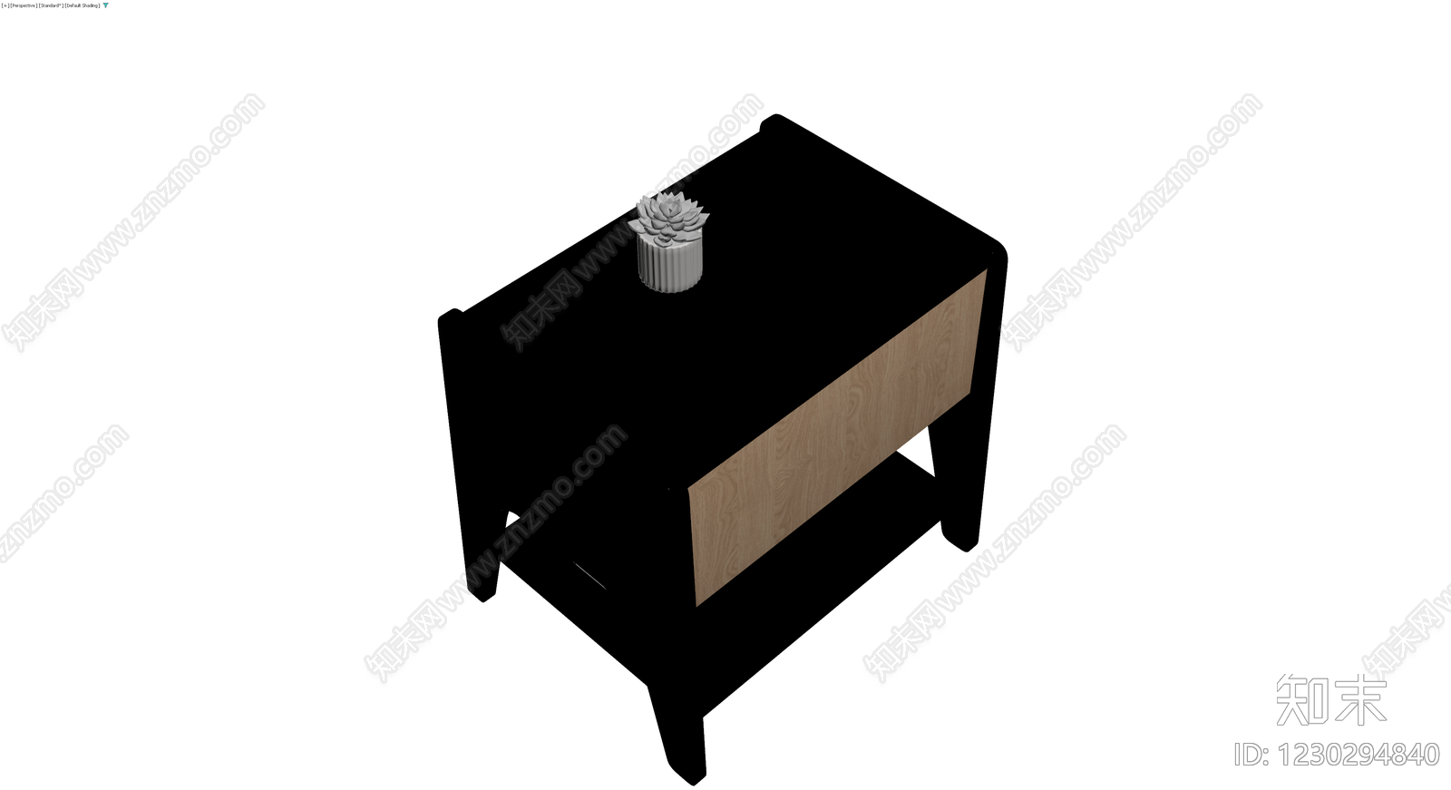 黑色边几带藤编抽屉3D模型下载【ID:1230294840】