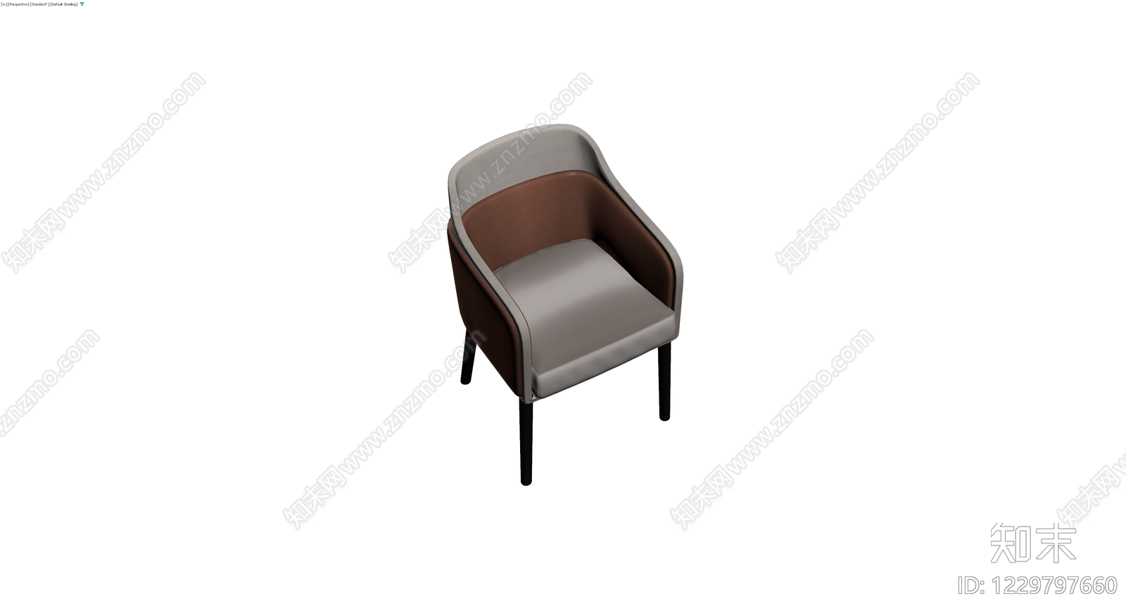 现代棕色布艺休闲椅3D模型下载【ID:1229797660】