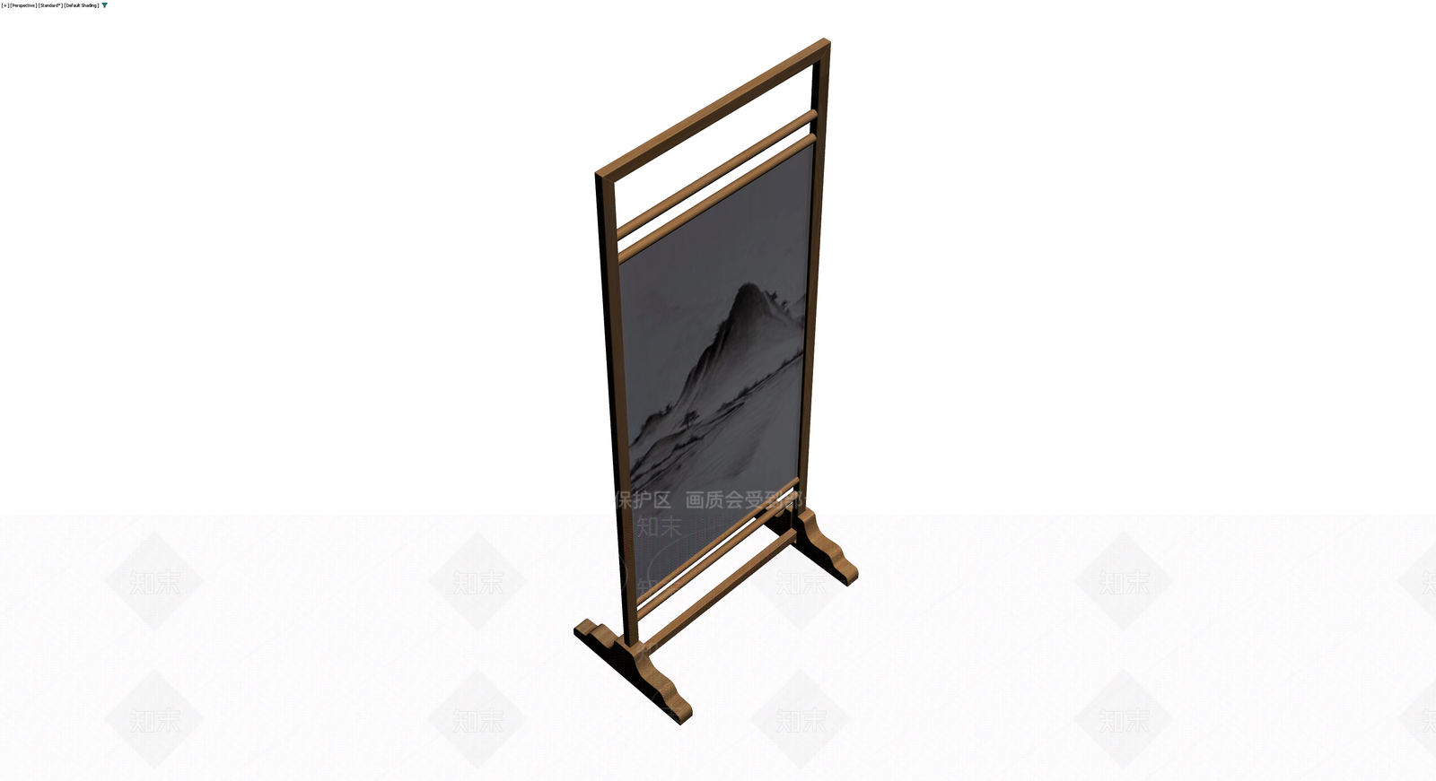 山水图案木质屏风3D模型下载【ID:1229892362】