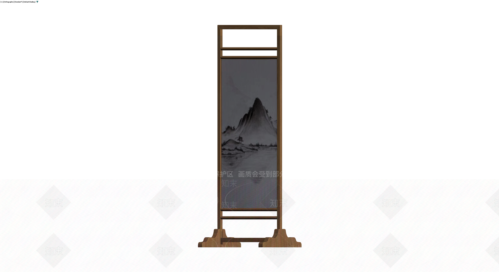 山水图案木质屏风3D模型下载【ID:1229892362】