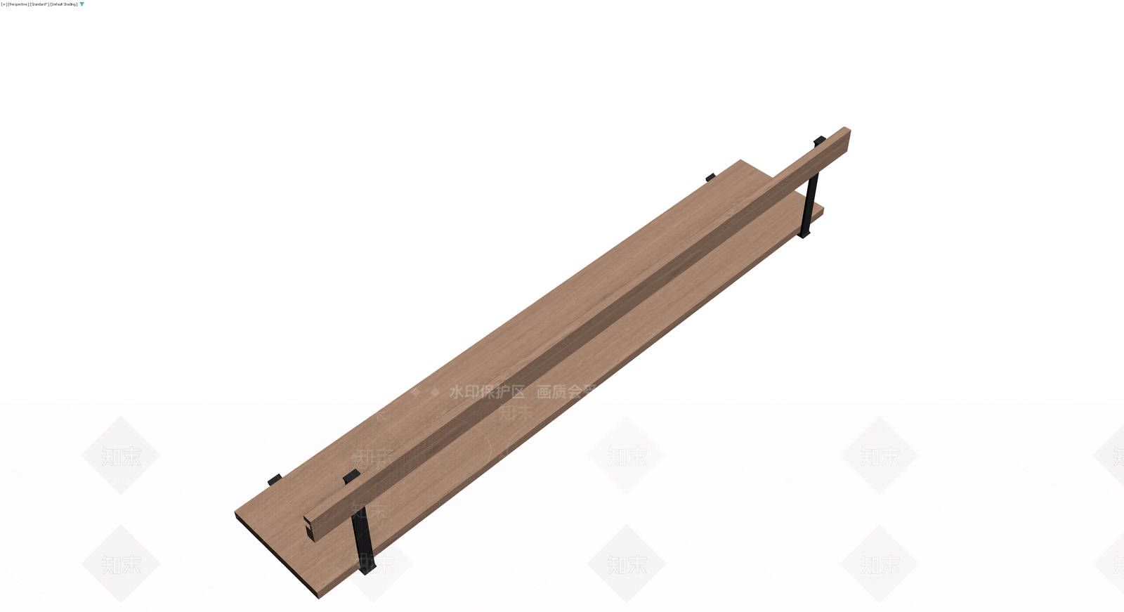 现代木质长凳带靠背3D模型下载【ID:1230363559】