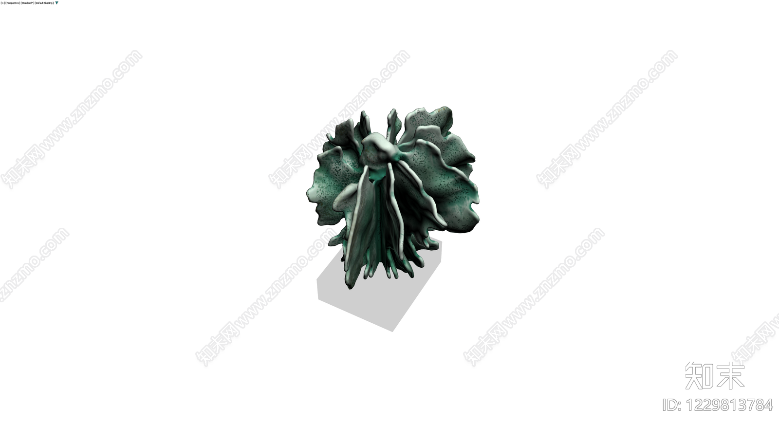 绿色抽象有机雕塑3D模型下载【ID:1229813784】