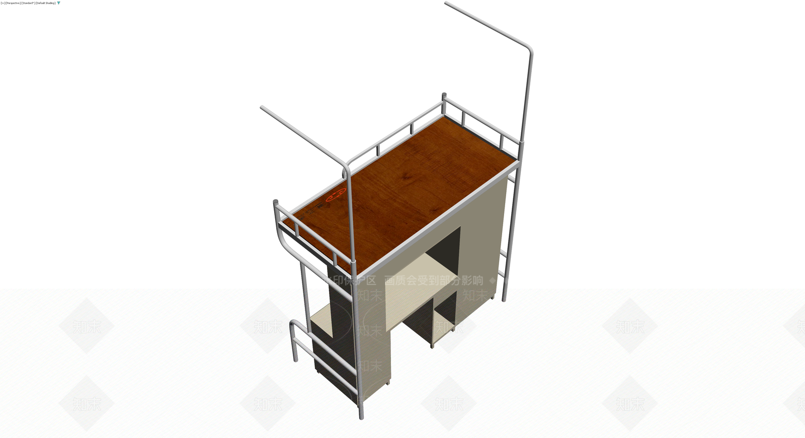 带书桌衣柜的上下铺床3D模型下载【ID:1230598247】