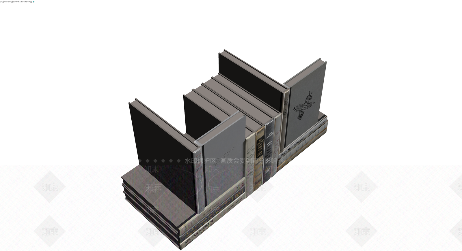 书籍组合（含书立与平放）3D模型下载【ID:1230378611】