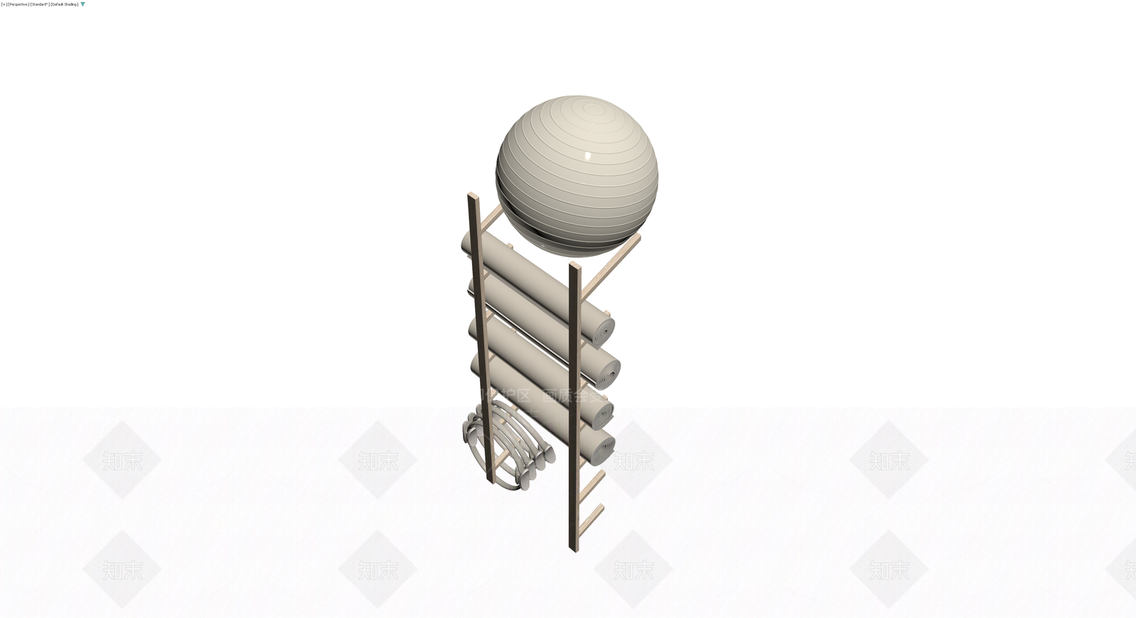 木质瑜伽用品收纳架3D模型下载【ID:1229907079】
