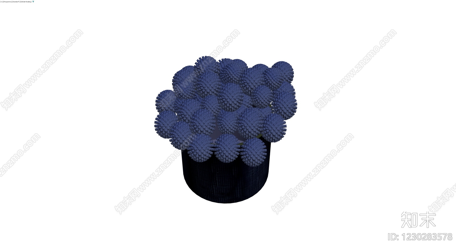 蓝色纹理盆栽植物3D模型下载【ID:1230283578】