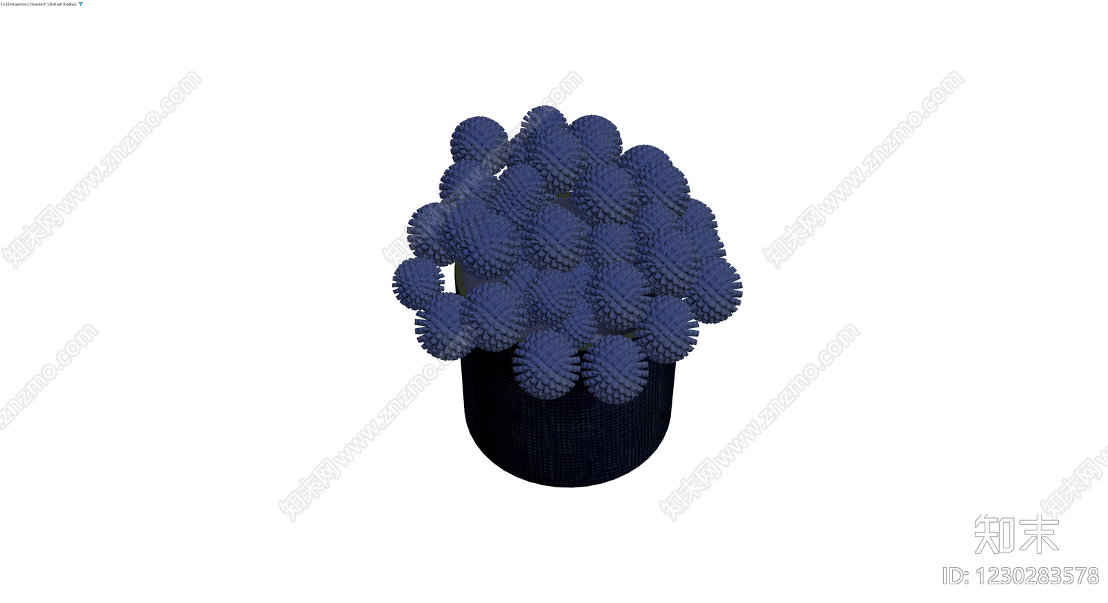 蓝色纹理盆栽植物3D模型下载【ID:1230283578】