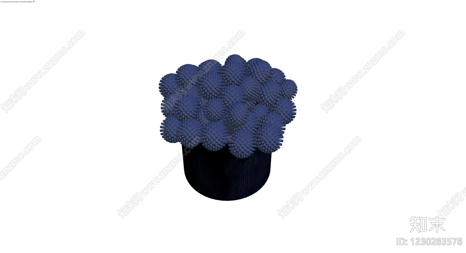 蓝色纹理盆栽植物3D模型下载【ID:1230283578】