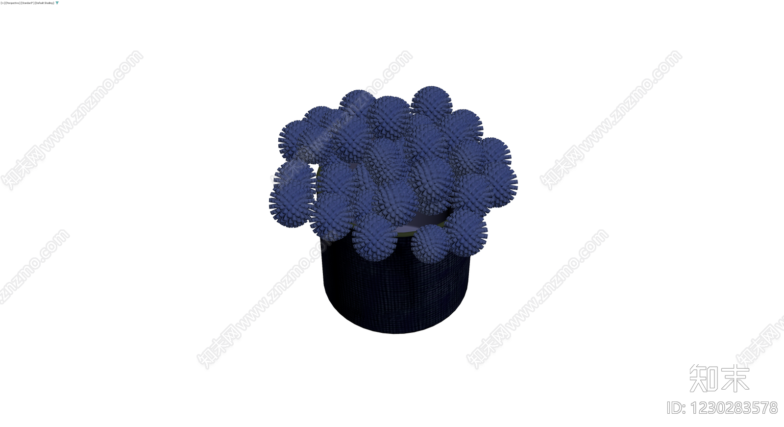 蓝色纹理盆栽植物3D模型下载【ID:1230283578】