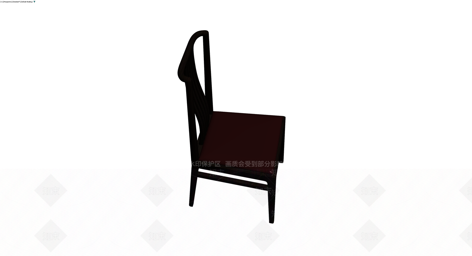 深色木质靠背椅3D模型下载【ID:1230382325】