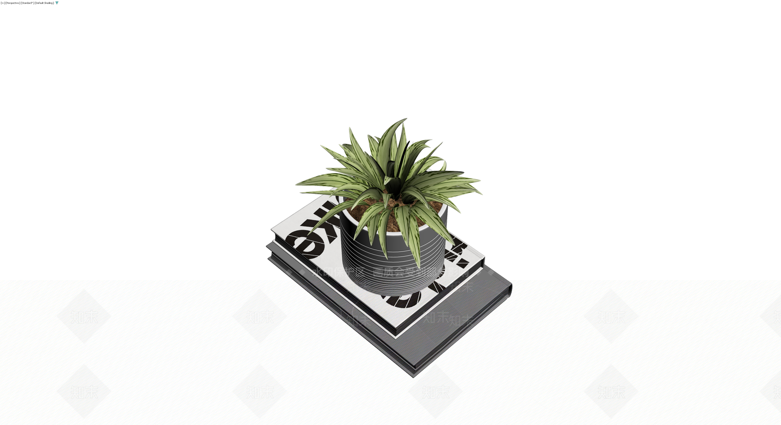 盆栽植物与书籍组合3D模型下载【ID:1230551080】