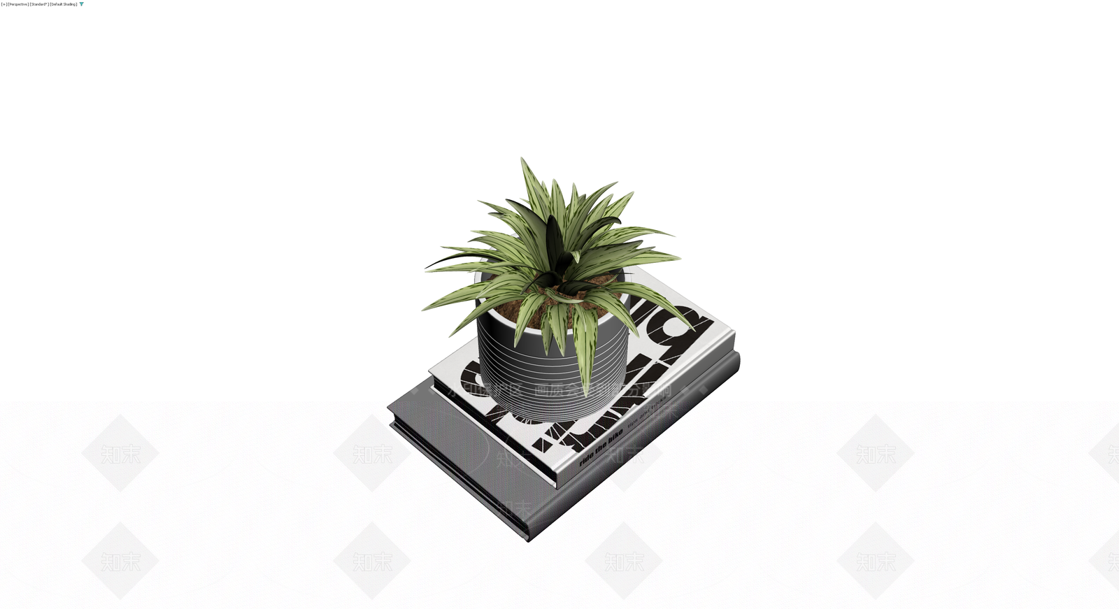 盆栽植物与书籍组合3D模型下载【ID:1230551080】