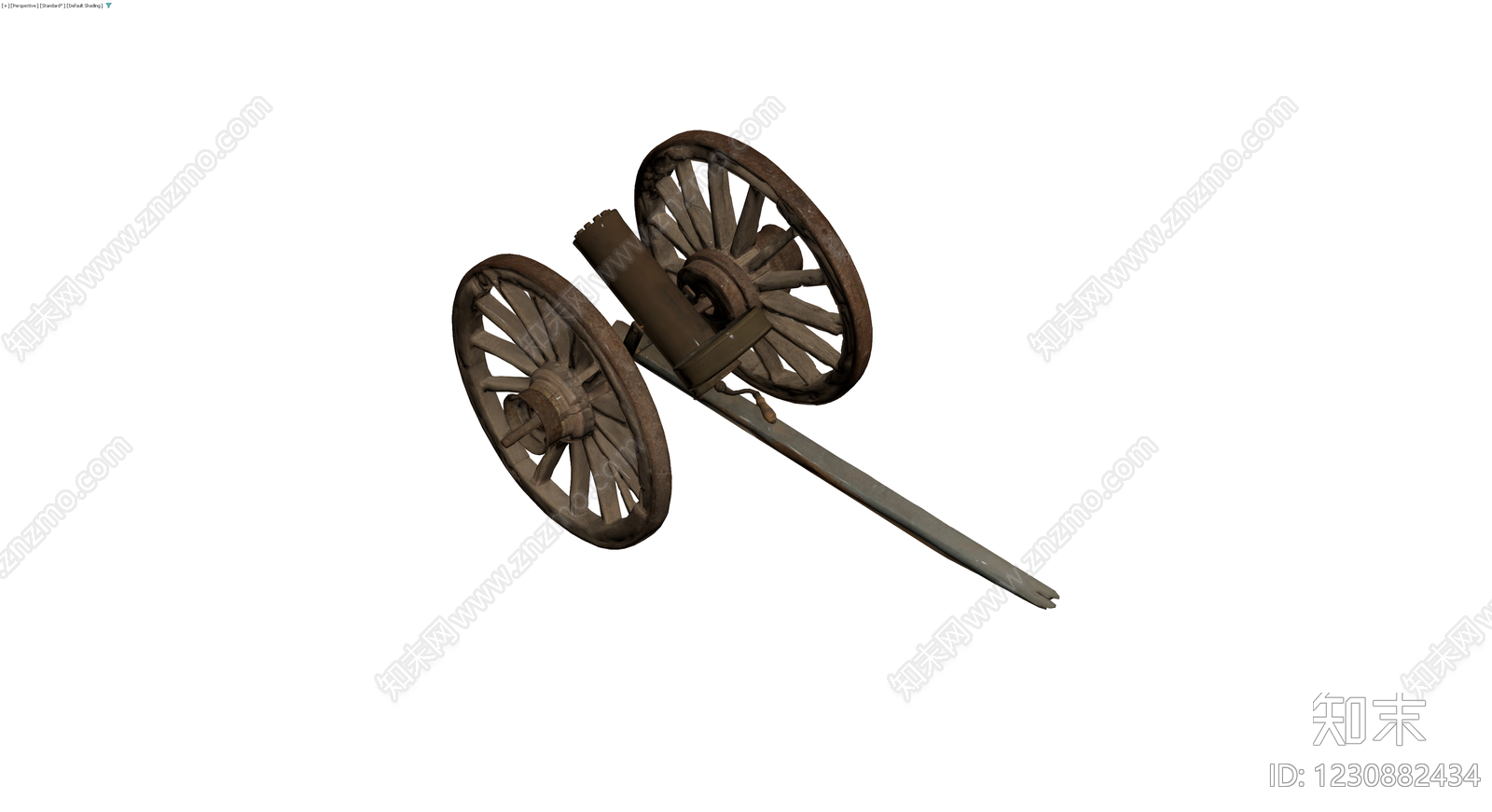 双轮木质火炮3D模型下载【ID:1230882434】