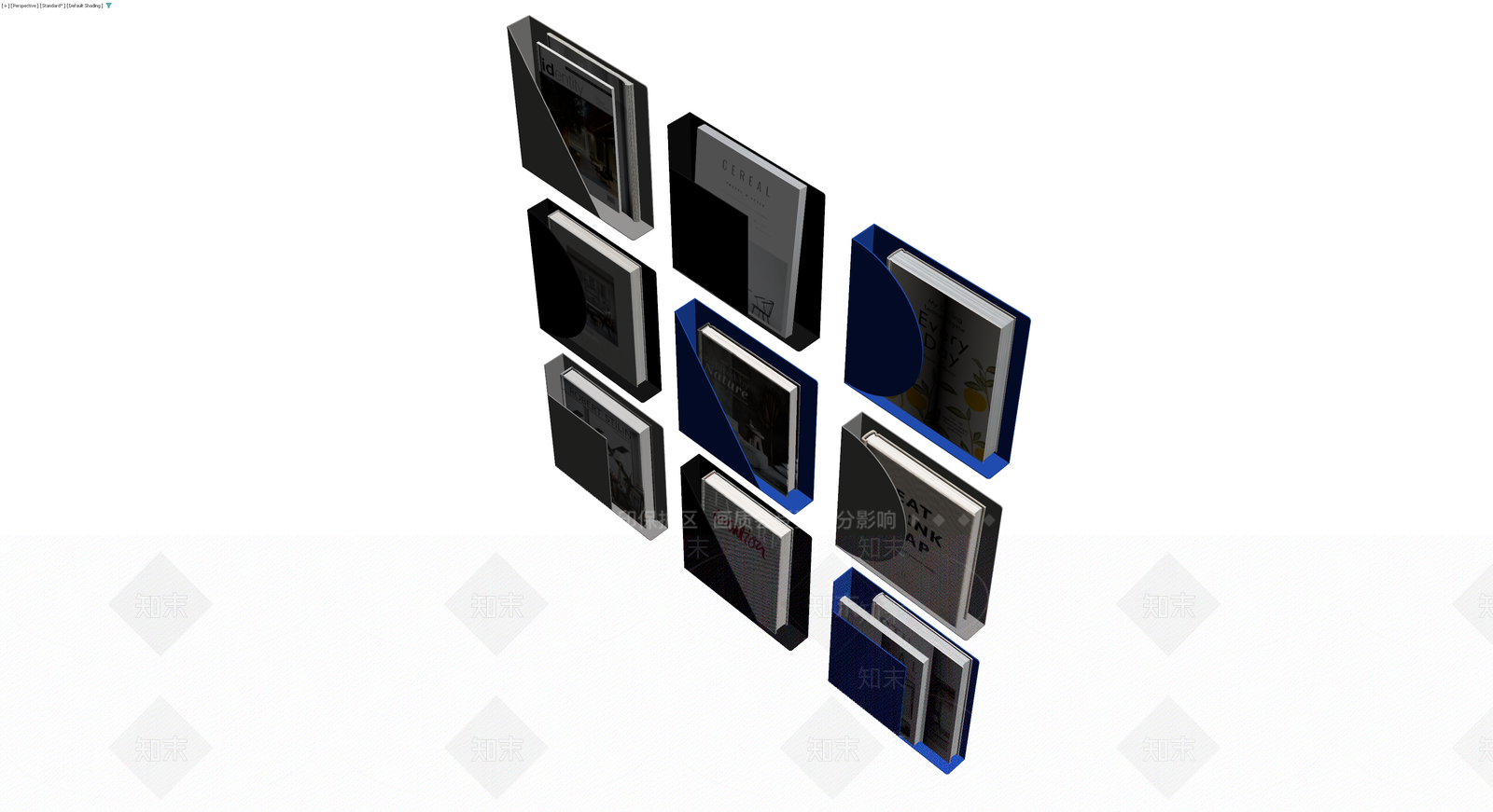 书籍与书立组合展示3D模型下载【ID:1229884577】