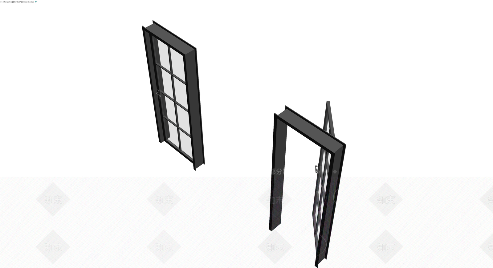 深灰格纹玻璃门3D模型下载【ID:1230788937】