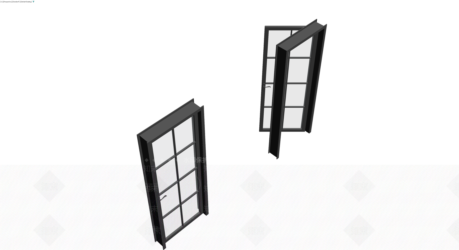 深灰格纹玻璃门3D模型下载【ID:1230788937】