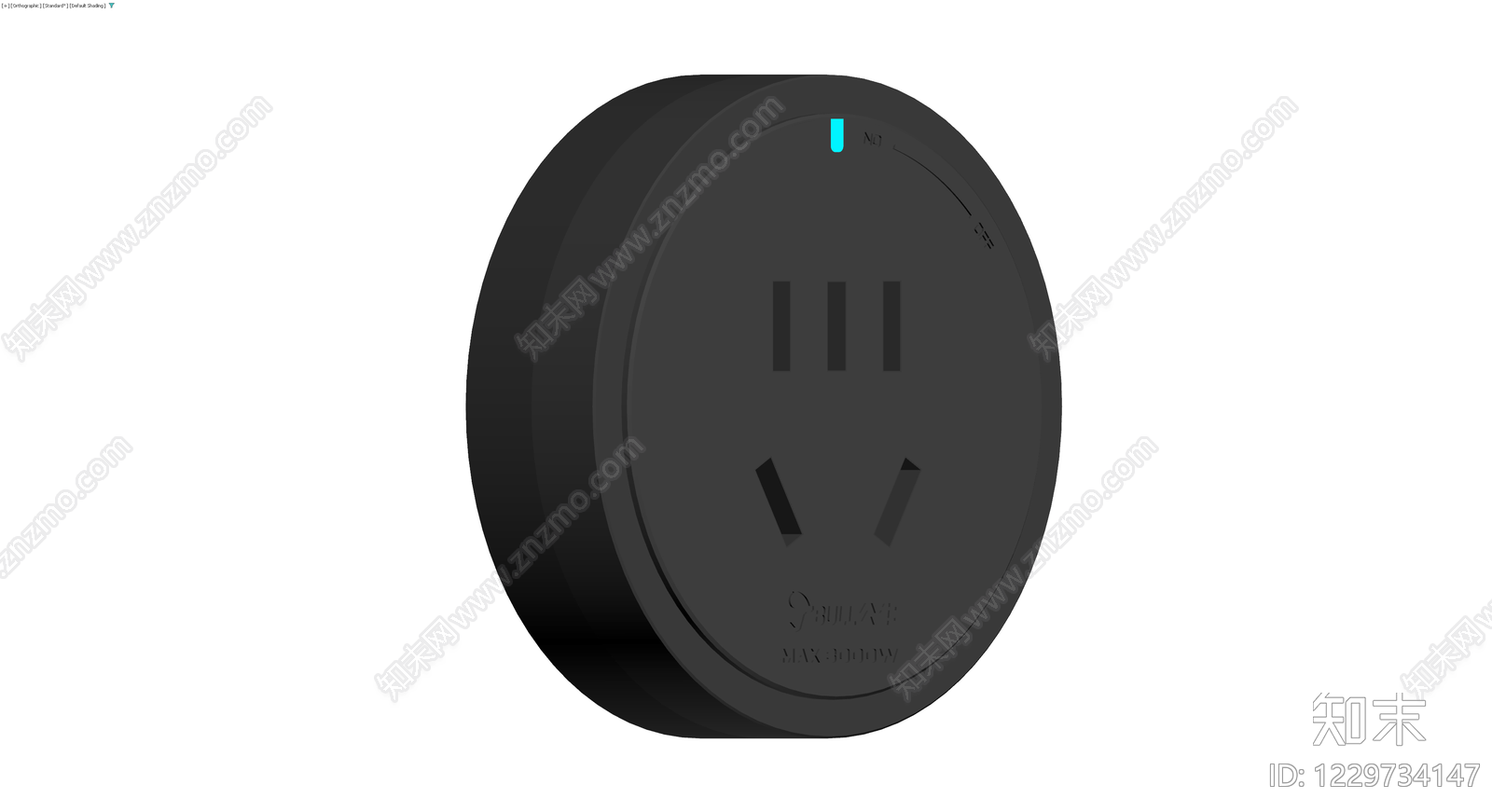 公牛品牌黑色圆形插座3D模型下载【ID:1229734147】