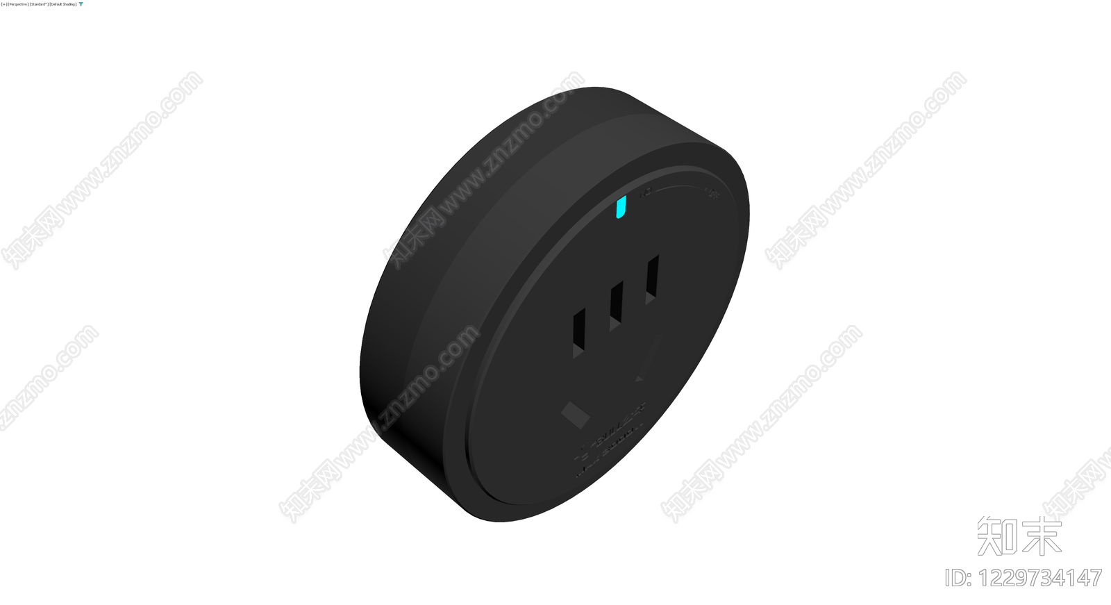 公牛品牌黑色圆形插座3D模型下载【ID:1229734147】
