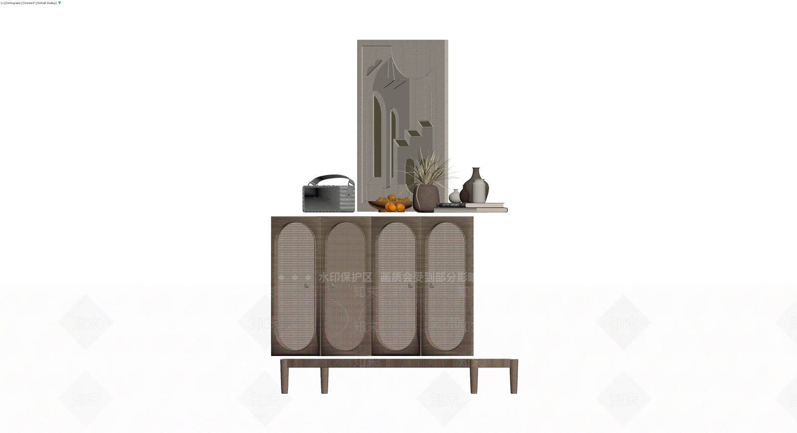 藤编柜体组合与装饰3D模型下载【ID:1230173473】