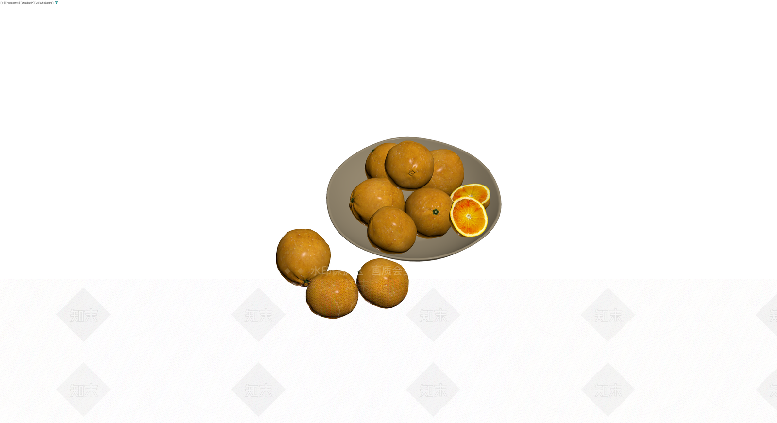 盛有橙子与切片的水果碗3D模型下载【ID:1230122381】