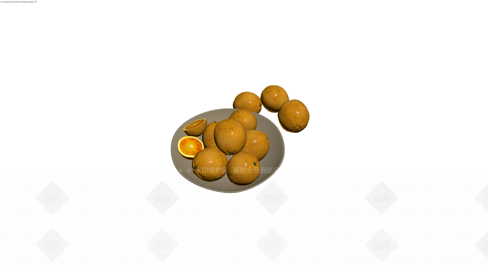 盛有橙子与切片的水果碗3D模型下载【ID:1230122381】