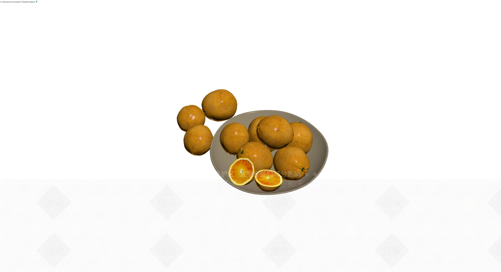 盛有橙子与切片的水果碗3D模型下载【ID:1230122381】