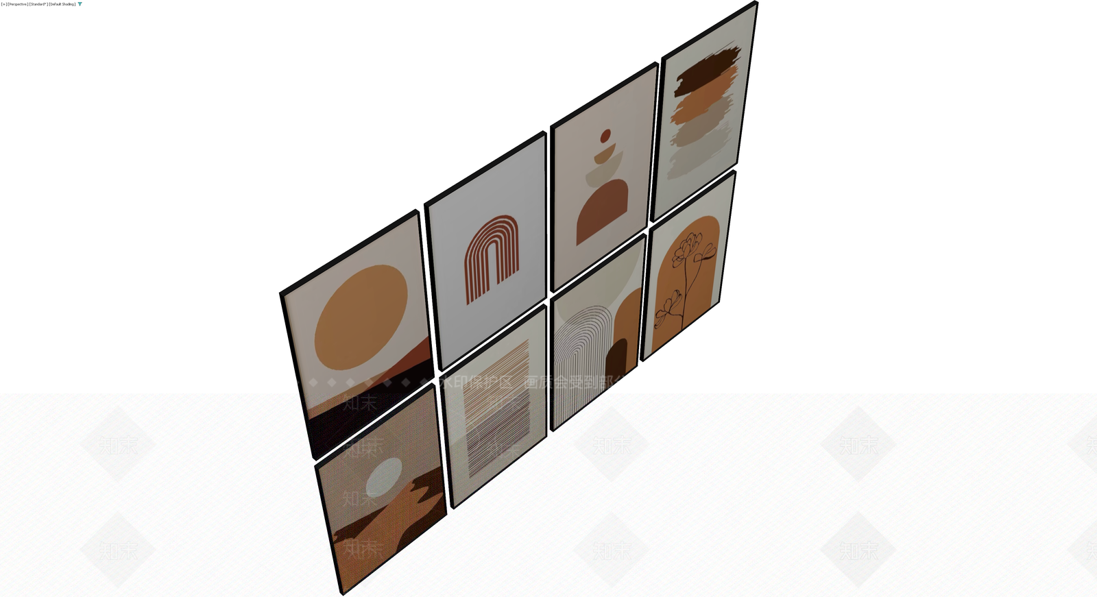 抽象装饰挂画组合3D模型下载【ID:1230793037】