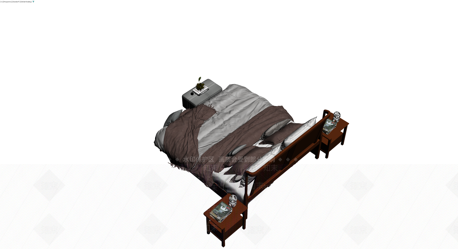 中式实木床具组合3D模型下载【ID:1229687776】