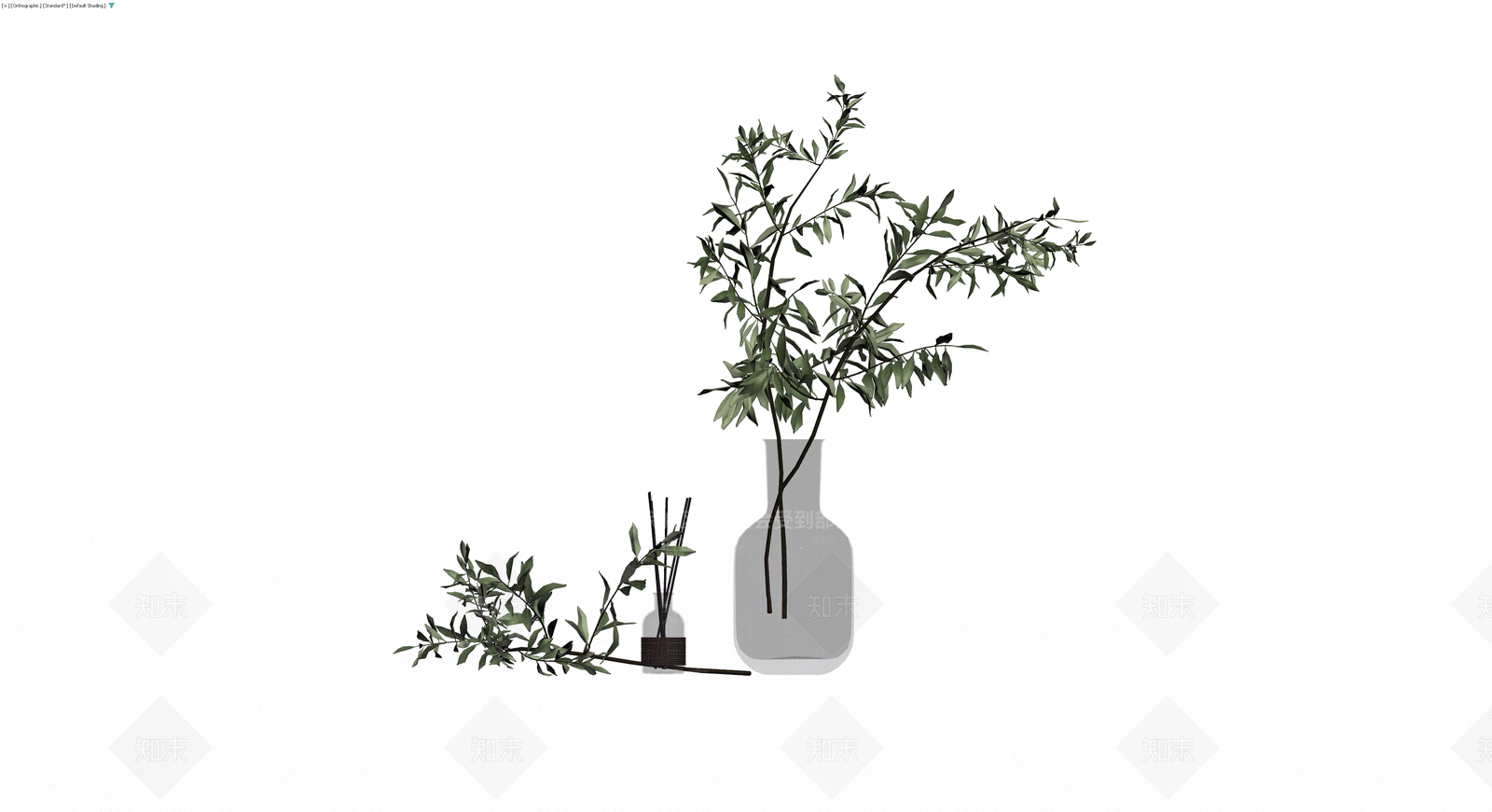花瓶与植物组合3D模型下载【ID:1229936203】