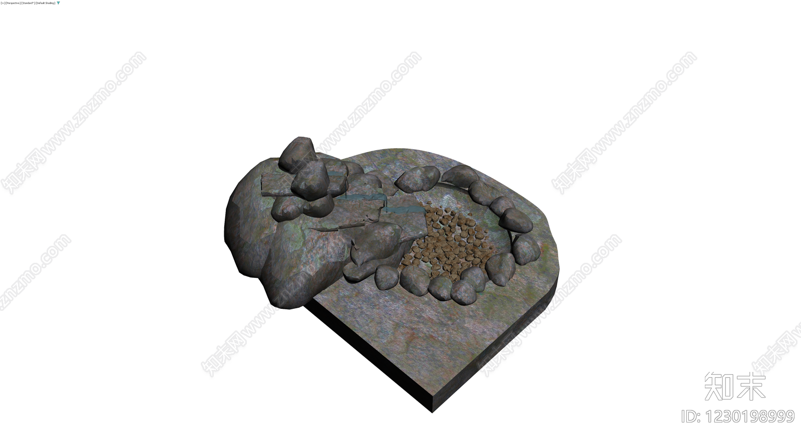 景观流水石堆模型3D模型下载【ID:1230198999】