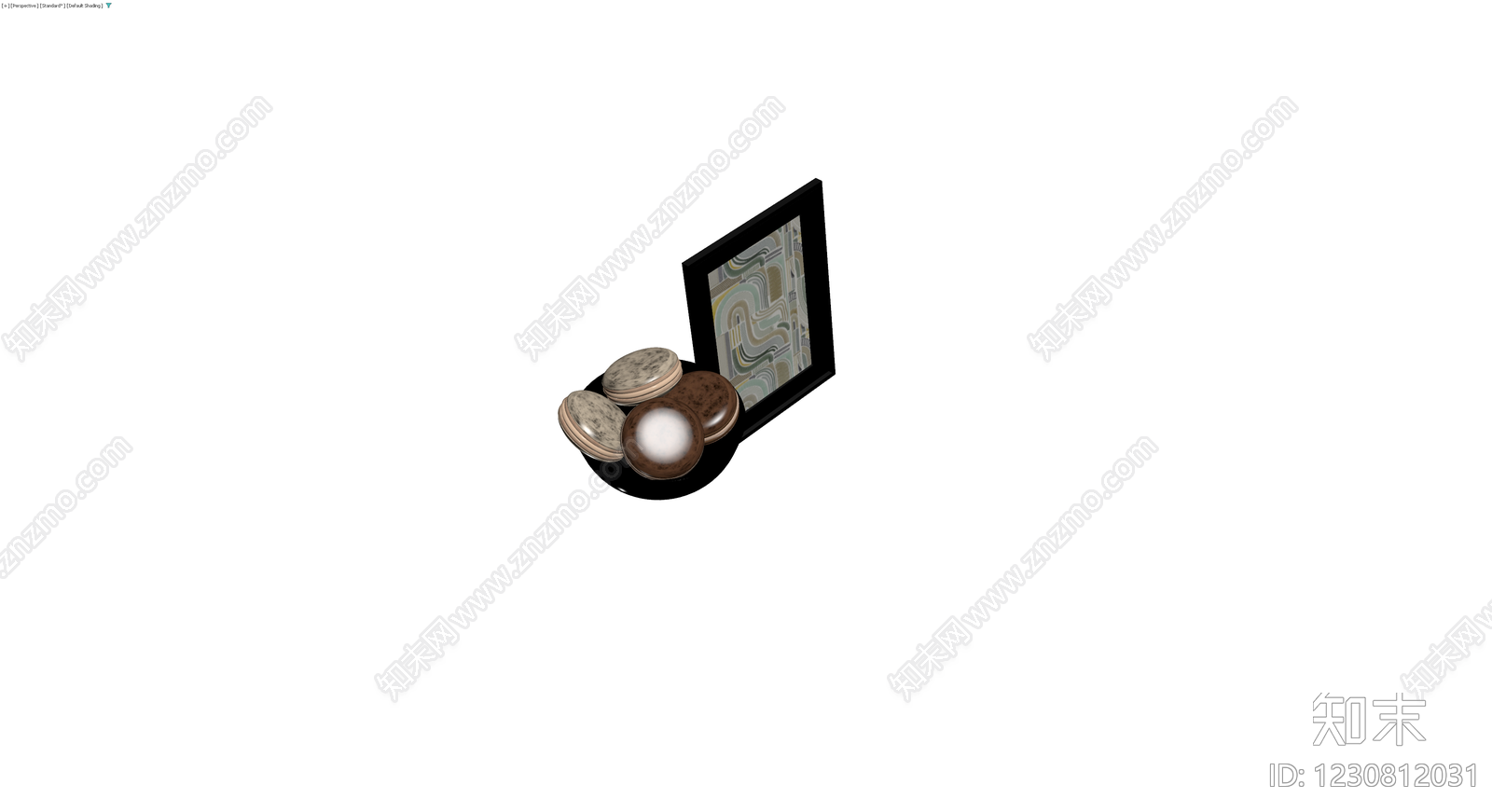 黑盘饼干与挂画组合3D模型下载【ID:1230812031】