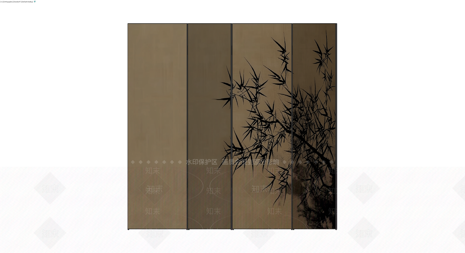 四折竹纹屏风3D模型下载【ID:1229904034】