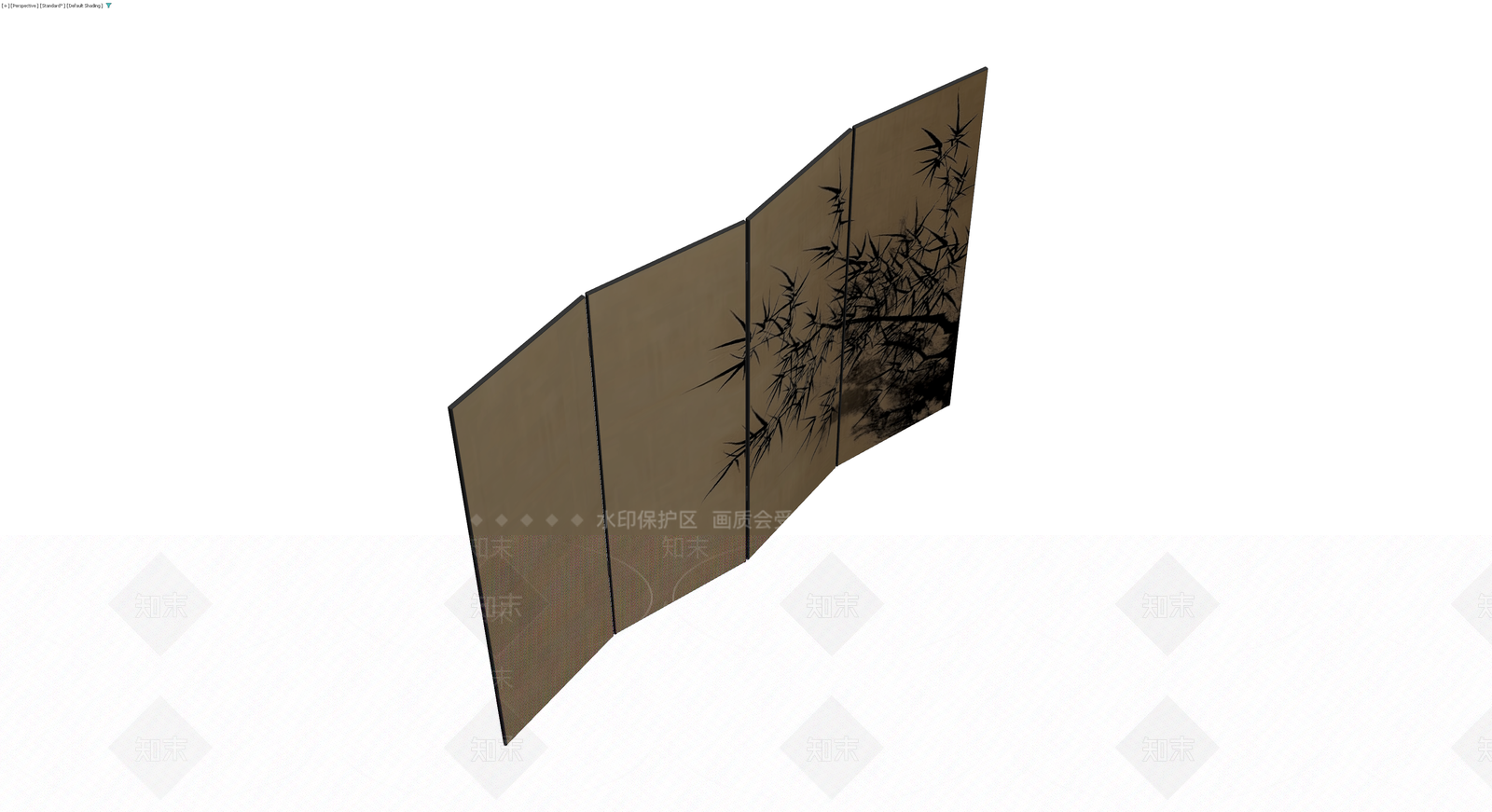 四折竹纹屏风3D模型下载【ID:1229904034】