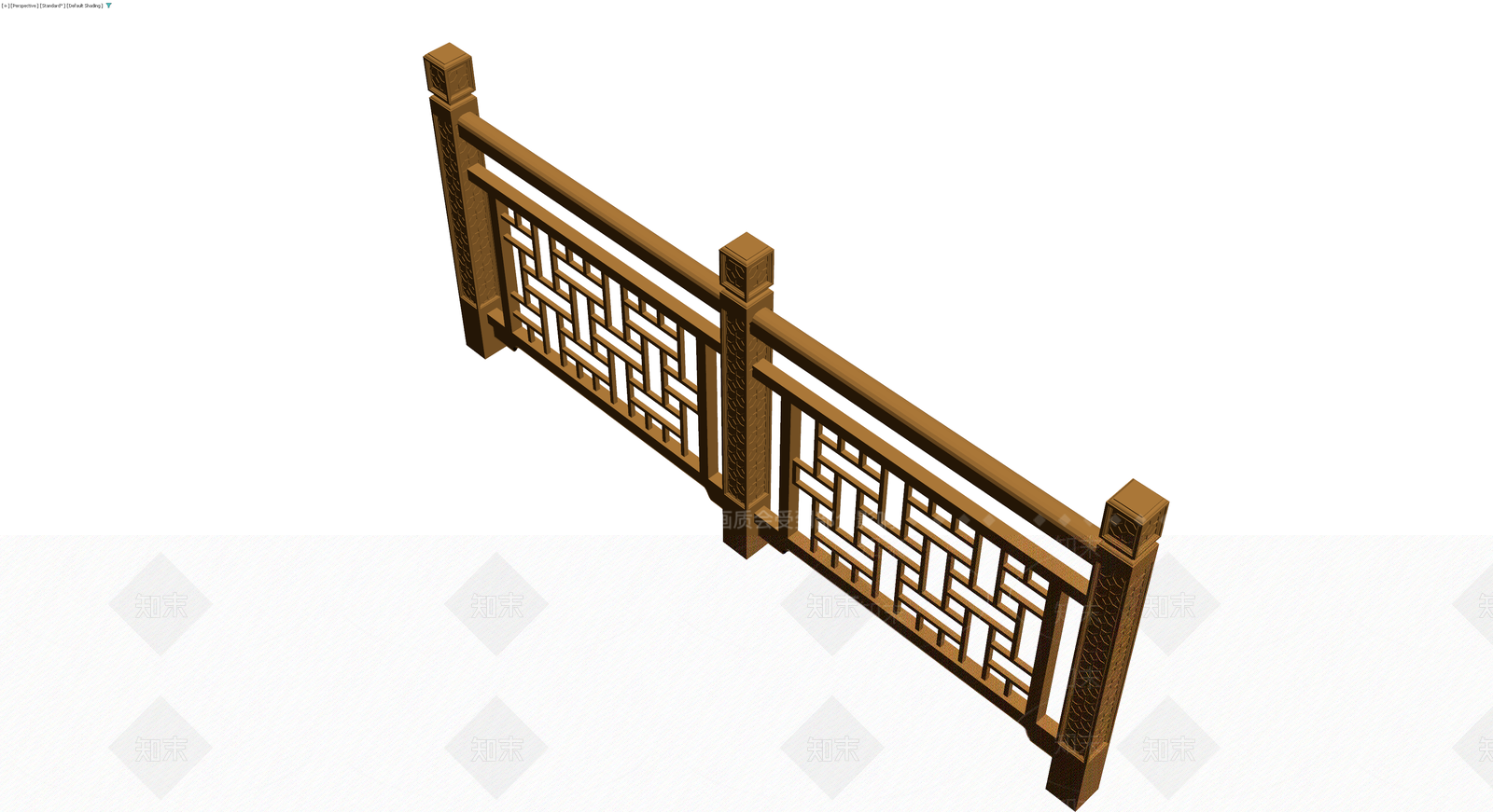 中式木质景观栏杆3D模型下载【ID:1229875163】
